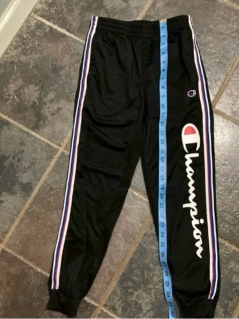 Champion Black Hoodie & Track Pants Set with White and Red Logo Youth Size M